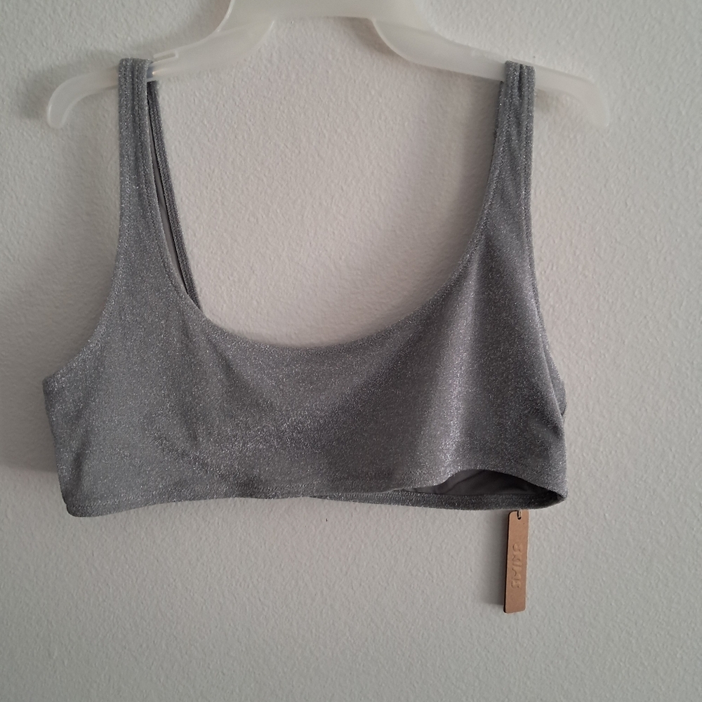 SKIMS Metallic Gray Bralette Bikini Top Festival 2X NWT